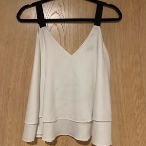 SLEEVELESS WHITE BLOUSE WITH BLACK STRAPS